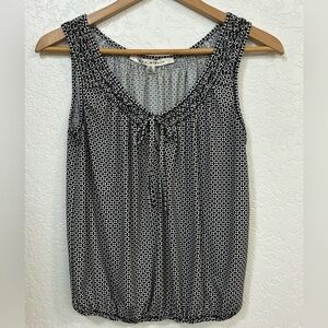 Max Studio Blouse Career Casual Black and White Print Sleeveless Top, Small
